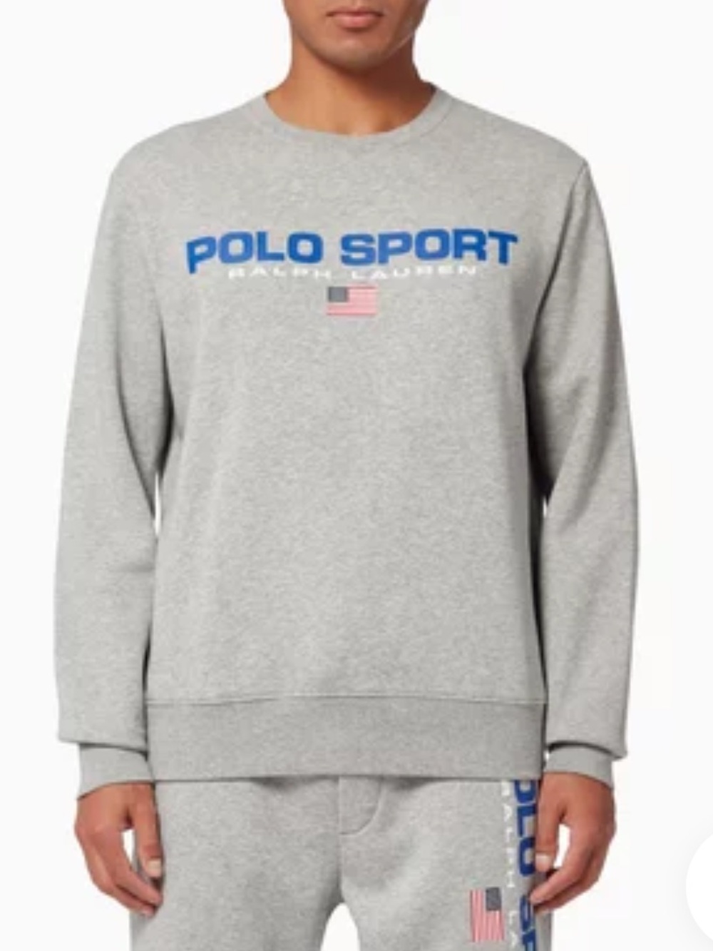 Polo Sport Ralph Lauren Flag Logo Fleece Crewneck Gray Sweatshirt Size XL EUC!